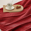 Amélie Home Chenille Knit Throw Blanket for Couch, Chevron Texture Decorative Soft Blanket for Sofa, Bed & Chair, 50"x60", Red by CozyNest Decor