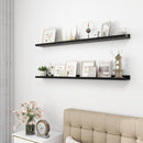 Picture Ledge Shelf, Wood Long Floating Shelves for Wall, Set of 2, 48 inch Picture Ledge Shelves, Photo Ledge Nursery Book Shelves Wall Mounted for Living Room Kids' Room Bedroom, Color Black by TinyTreasures Baby Boutique
