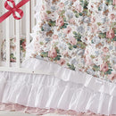 Brandream French Country Garden Floral Crib Bedding Sets for Girls Baby Nursery Bedding Set 3 Piece Ruffled Baby Quilt, Crib Sheet, Crib Skirt - White Blush Pink Green by TinyTreasures Baby Boutique