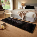 AMTOVO Faux Fur Rug, Black Ultra Soft Fluffy Shag Sheepskin Rug, 2 x 6 ft Runner Area Rugs for Bedroom Sofa Throw Cushion Room Decor, Rectangle by CozyNest Decor