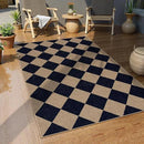 Lahome Checkered Easy Jute Entry Rug, 3x5 Black Outdoor Patio Rug for Living Room Farmhouse Neutral Carpet, Washable Non Slip Indoor Door Mat Diamond Carpet for Front Door Deck Camping by CozyNest Decor