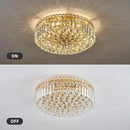 6-Lights Gold Crystal Flush Mount Chandelier Light Fixture K9 Crystals Modern Ceiling Lights Elegant Pendant Lamp for Bedroom,Hallway,Bar,Living Room,Dining Room,H5.9 xW20 (Bulbs Not Included) by CozyNest Decor
