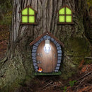Juegoal Fairy Gnome Home Miniature Window and Door with Litter lamp for Trees Decoration, Glow in Dark Fairies Sleeping Door and Windows, Yard Art Garden Sculpture, Lawn Ornament Decor by GreenHaven Gardens