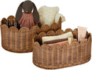 BEBE BASK Premium Scalloped Basket Set Of 2 - Scallop Basket - 16 x 10 x 7 Inch - Hand-Woven Elegant Wicker With Scalloped Edge - Nursery Storage (Mocca) by GreenHaven Gardens