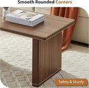 Rectangular Fluted Coffee Table, Farmhouse Wood Coffee Table Mid Century Modern Center Table Boho Living Room Tables for Living Room Office (Walnut, 19.69" D x 43.3" W x 17.72" H)