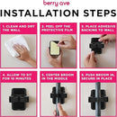 Combo 5 Slot Broom Holder w/ 1 Self Adhesive Mop Gripper No-Drilling, Wall Mount Tool Organizers For Kitchen, Garage, Laundry Room- Anti-Slip Hanger For Brooms, Mops, Rakes, Dustpans (Black / Black) by CozyNest Decor