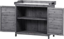 Merax Outdoor 39" Potting Bench Table, Rustic Garden Wood Workstation, Storage Cabinet with 2-Tier Shelves and Side Hook, Grey by GreenHaven Gardens