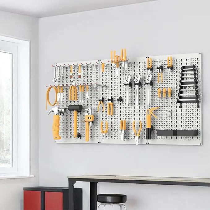 WALMANN Metal Pegboard Tool Organizer Boards with Pegboard Hooks, 24x48in Tools Organizer Pegboard for Garage, Workbench, Peg Board, Tool Storage Board with Hooks(Grey), photo 7 of 7
