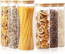 ComSaf Glass Food Storage Jars Set of 6, Tall Glass Storage Containers with Lids, Spaghetti Jar, Canisters Set for the kitchen, Pasta, Flour, Nuts, Oat, Coffee and Sugar Container, Pantry Organization by CozyNest Decor