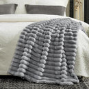 Cozy Bliss Faux Fur Throw Blanket for Couch, Cozy Warm Plush Striped Blanket for Sofa Bedroom Living Room,60 * 80 Inches Grey by CozyNest Decor