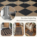 Lahome Checkered Easy Jute Kitchen Rug, 2x3 Indoor Door Mat Small Neutral Area Rug, Farmhouse Diamond Non Slip Non Shedding Lightweight Floor Carpet for Entry Porch by CozyNest Decor