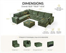 Oversized Modular Sofa Comfy Cloud Couch with Storage, Extra Deep Plush Sectional Sofa Set for Living Room, Covers Washable, Chenille, Olar (Green, 8-Seater with Corner & 2 Ottomans, u-Shaped) by CozyNest Decor
