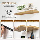 36 Inch Floating Shelves, 9.3 Inch Deep Rustic Wall Shelves - Extra Deeper Wall Mounted Storage Shelves for Bathroom, Kitchen, Living Room (Oak, Set of 2) by CozyNest Decor