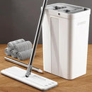 JOYMOOP Mop and Bucket with Wringer Set, White Flat Squeeze Mop Bucket Set for Floor Cleaning, Wet Dry Mops for Walls, Wall Cleaner with Long Handle, Hardwood Floor Mop-5 Microfiber Cloths