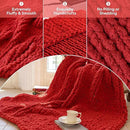 Chunky Knit Blanket - Luxury Soft Cozy 60 * 80 Throw Blanket,100% Woven Blanket Rope Knot Throw Blanket for Couch, Sofa, Home Decor, Gift - Machine Washable（Wine red） by CozyNest Decor