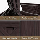 Devoko 120 Gallon Deck Box Resin Outdoor Storage Box Waterproof for Patio, Large Outdoor Storage Bench Lockable for Outside (Deep Brown) by GreenHaven Gardens