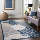 Beverly Rug Outdoor Rug 9x12 Large Modern Floral Tropical Area Rugs for Indoor and Outdoor Patio Easy to Clean Non Shedding Living Room Porch Garden Washable Outside Carpet (9 x 12 Blue) by CozyNest Decor