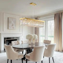 Modern Crystal Chandelier for Dining Room,Gold Luxury Crystal Chandelier,8 Lights Rectangular Rectangle Light Fixture for Living Room Kitchen Island L40''xW10''xH10'' by CozyNest Decor
