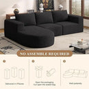 Modular Sectional Sofa with L-Shape Chaise,Cloud Sectional Modern Sleeper Couch with Deep Seat,Sponge Compression Sofas No Assembly Required (Black-Sherpa Fabric) 1PCS by CozyNest Decor