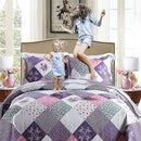 NEWLAKE Quilt Bedspread Sets-Floral Checkered Pattern Reversible Coverlet Set,King Size by CozyNest Decor
