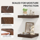 Square Floating Shelves for Wall, 8" W x 8" D x 1.2" H, Small Wooden Wall Mounted Display Shelves with Invisible Brackets for Living Room, Bedroom, Bathroom, Kitchen Decor, Set of 4, Walnut by CozyNest Decor