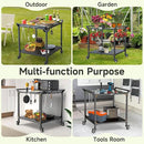 NUUK Grill Cart for Outdoor 32" x 32" Stainless Steel Pizza Oven Table with Double-Shelf Rolling BBQ Kitchen Food Prep Cart for Garden Patio by CozyNest Decor