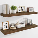 Marsmiles 36" Floating Shelves for Wall, Wooden Shelves with Invisible Brackets Set of 2, Rustic Farmhouse Wall Mounted Shelf for Kitchen Bathroom Living Room Study, Walnut by CozyNest Decor