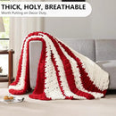 L'AGRATY Chunky Knit Blanket Throw - Soft Chunky Throw Blanket 30x40: 100% Hand Kintted Chenile Crochet Throw Blanket for Couch - Large Cable Knit Chunky Blanket for Home Decor(Red and White) by CozyNest Decor