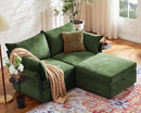 Luxury Modular Sectional Sofa, L-Shaped 3-Seat Couch with Storage Ottoman Deep Seat & Reversible Chaise Lounge Chenille Green for Compact Spaces, Apartments, Dorm by CozyNest Decor