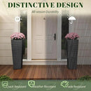 JUMMICO Set of 2 Resin Rattan Tall Planters for Outdoor Plants, Large Tapered Planters with Drainage Holes&Inner Trays, Flower Pots for Garden, Patio, Porch, Backyard (Black, 32'') by CozyNest Decor