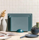 SMIRLY Plastic Cutting Board Set with Holder 3 Pieces, Non-Slip Dishwasher Safe Chopping Boards for Kitchen, Blue by CozyNest Decor