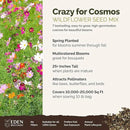 Eden Brothers Crazy for Cosmos Flower Mixed Seeds for Planting, 10 lb, 4,800,000+ Seeds with Cosmos Gloria, Pinkie, Purity, Attracts Pollinators, Plant in Spring or Fall, Zones 3, 4, 5, 6, 7, 8, 9, 10 by GreenHaven Gardens
