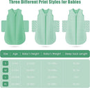 SWEET DOLPHIN Baby Sleep Sack 6-12 Months - 100% Cotton 2-Way Zipper TOG 0.5 Infant Wearable Blanket, Newborn Essentials Toddler 3 Pack Sleeping Sacks - Green by TinyTreasures Baby Boutique