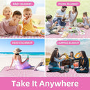 ZAZE Picnic Blanket Waterproof Sandproof, 80''x80'' 3-Layer Cute Compact Extra Large Machine Washable Foldable Beach Mat, Big XL Outdoor Blankets for Spring Summer Camping, Park, Grass(Pink and White) by TinyTreasures Baby Boutique