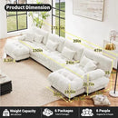 U Shaped Couch Sectional Couch, 4-Seater Cloud Couch Sectional Oversized Couch, Sofa Bed Couch with Round Bolster Armrests 6 Pillows, Modular Couch Home Sofa Living Room Couch(White) by CozyNest Decor