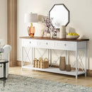Tribesigns 70.8" Console Table with 3 Drawers, Farmhouse Entryway Table with Storage Shelf, Narrow Long Sofa Foyer Table for Entryway, Hallway (White/Brown) by CozyNest Decor