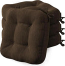 Codi Dining Chair Cushions 4 Pack, Thick Chairs Pads for Indoor Kitchen Room - Washable, Non-Slip Seat Cushion with Ties, 16.5"x16.5"x 3.5", Set of 4, Brown by CozyNest Decor