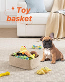 KALLAX Small Woven Basket, 13.5 x 9.5 x 5 Inches, Storage Basket for Organizing, Cute Small Rope Shelf Closet Cube Storage Bins Baskets for Shelves, Dog Toy Gift Baskets Empty, 3 Packs, Mixed Brown by TinyTreasures Baby Boutique