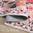 Round Rug 6ft Washable Circle Rug Non Slip Low Pile Boho Floral Small Circular Rug for Bedroom, Bathroom, Entryway, Kids Room, Office, College Dorm(Pink) by CozyNest Decor