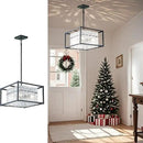 IKK Modern Foyer Chandelier, Black Crystal Chandelier for Dining Room, Square Entryway Light Fixture Hanging, Easily Adjustable Height Glass Chandeliers for Kitchen Island, Elegant Water Ripple by CozyNest Decor