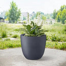 Kante 14 Inch Dia Round Concrete Planter, Indoor Outdoor Large Plant Pot with Drainage Hole and Rubber Plug for Home Patio Garden, Dark Gray by GreenHaven Gardens