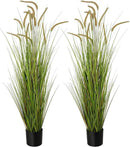 KOL Artificial 5ft 2-Pack Horsetail Reed Grass, 59in Tall Artificial Indoor Outdoor Fake Grass Plant, Home Office Decorative Artificial Plants in Pot Faux Plant Greenery, Wedding Decor Grass by CozyNest Decor