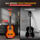 Pyle Beginner Acoustic Guitar Kit, 3/4 Junior Size All Wood Instrument for Kids, Adults, 36" Sun Burst, Gloss by TinyTreasures Baby Boutique