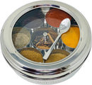 spice dabba Stainless Steel Indian Spice Box, Steel Masala Dabba, Double Lid Spice Container | Gift for Chefs | Size 8x8x2 In (Spice Box Only) by CozyNest Decor