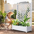 59.3in Planter Box Trellis, Large Outdoor Plastic Raised Garden Bed with Drain Plug for Climbing Plants(Ashen,43.43 * 18.27 * 59.29) by GreenHaven Gardens