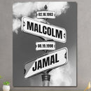 Personalized Father's Day Family Names Street Custom Multi-Name Date of Birth Vintage Street Sign Happy Fathers Day Poster Canvas Wall Art Best Gifts for Dad Husband from Daughter Son Wife Kids