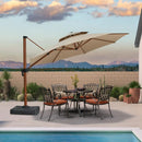 PURPLE LEAF 13ft Patio Umbrella Cantilever Umbrellas Outdoor Round Wood Umbrella Offset Umbrellas Heavy Duty Sun for Garden Deck Pool, Heather Beige by GreenHaven Gardens