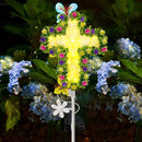 YJFWAL 1 Pack Solar Flowers Cross Garden Stake Lights, Yard Solar Lights Cemetery Decorations For Grave Outdoor Light Jesus Cross Sympathy Memorial Gift For Grandma, Garden Lawn Patio Pathway Deco by GreenHaven Gardens