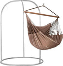 LA SIESTA® - XL King Habana Cotton Hammock Chair & Romano Steel Stand - Hanging Hammock Chair w/Stand - Indoor Outdoor Hammock Chair Swing for Bedroom Porch Balcony - Boho Hanging Chair - Chocolate by GreenHaven Gardens