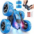 Remote Control Car, RC Cars Toys for Kids Ages 6-12, 4WD Stunt Car with LED Lights & 360° Flips, 2.4GHz, Upgraded USB-C Modular Batteries, 8-10 Year Old Boys Birthday Gift 1-Blue by TinyTreasures Baby Boutique
